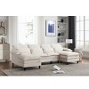 U Shaped Modular Sectional Sofa Couch, Corner Sofa With 4Pcs Waist Pillows, Terrycloth Fabric Sofa, Upholstered 4 Seater Couch-Cuddlewood - 3 of 4