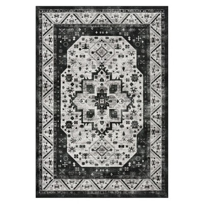 5*7ft Short Pile Area Rugs for Living Room, Vintage Large Non-Slip Carpet, Short Pile Rugs for Bedroom, Dining Room, Durable Easy-Clean Floor Mat
