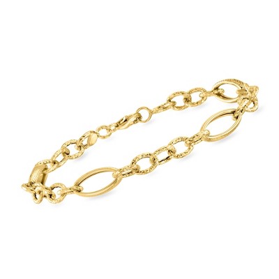 Ross-Simons Italian 14kt Yellow Gold Alternating Cable and Oval-Link Bracelet