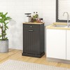 HOMCOM Kitchen Tilt Out Trash Bin Cabinet Free Standing Recycling Cabinet Trash Can Holder With Drawer - 3 of 4