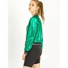 INSPIRE CHIC Women's Holographic Fashion Stand Collar Metallic Lightweight Zip Bomber Jacket - 4 of 4