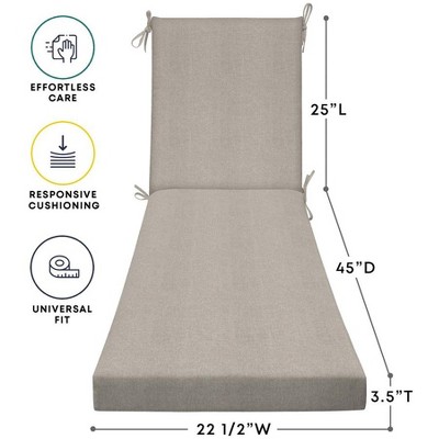 Heathered Solid Taupe Outdoor Chaise Lounge Cushion