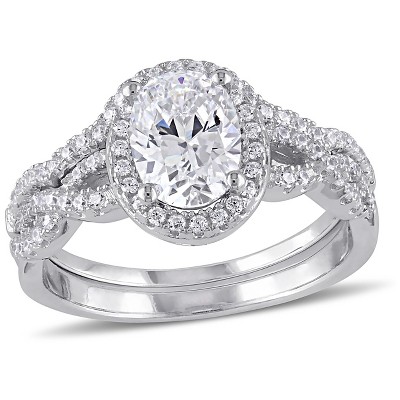 2.87 Ct. T.w. Cubic Zirconia Bridal Set In Sterling Silver : Target