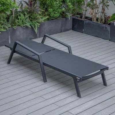 Black Aluminum Adjustable Patio Sling Chaise Lounge Chair