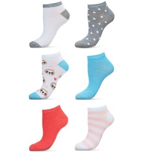 Memoi Women's 6 Pair Pack Sloth Faces Low Cut Socks Assorted 9-11 - 1 of 3