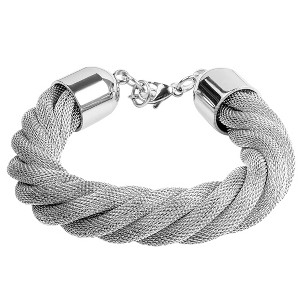 ELYA Polished Twisted Mesh Stainless Steel Bracelet (15mm) - 7.5" - 1 of 3