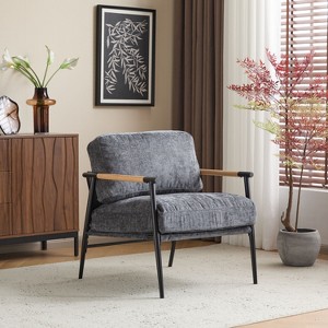 NicBex Modern Accent Chair 27.56" Plush Cushion Seat, Minimalist Metal Frame & Wooden Armrests, Cozy Living Room, Bedroom, Office Chair - 1 of 4
