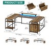 U Shaped Desk With Power Outlets & LED Lights Desk With Drawers Corner Computer Desk Office Desk With Monitor Stand & Storage Shelves - 2 of 4