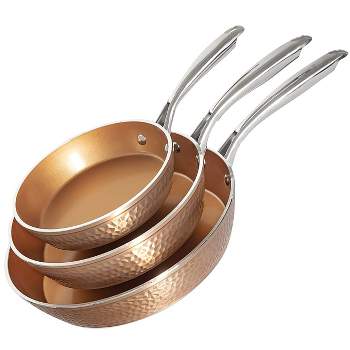 Gotham Steel Hammered 3 Pack Nonstick Fry Pan Set - 8'' 10'' and 12''