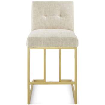 Privy Stainless Steel Upholstered Fabric Counter Height Barstool Gold - Modway