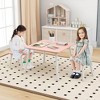 Tangkula 3 Pieces Kids Table & Chairs Set Children Wooden Furniture Set w/ Solid Wood Legs Pink - 4 of 4