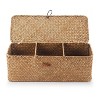 Aoibox Small Rectangular Seagrass Storage Basket with Lid Woven Shelf Organizer 3 Sections for Snack Tampon Toys Drawer - 2 of 4