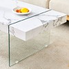 CAVINAS Coffee Tables for Living Room, Marble-Patterned MDF Coffee Table with Tempered Glass Legs, Suitable as A Side Table or Display Stand - 3 of 4