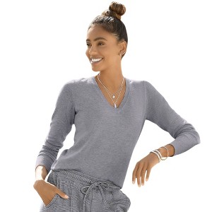 Women's Casual V-Neck Sweater - LASCANA - 1 of 4