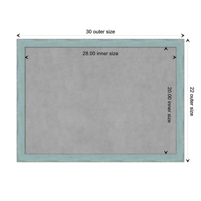 Sky Blue Rustic Wood Framed Magnetic Board 28x20