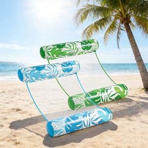 Jasonwell 2-Pack Hammock Pool Floats for Adults – 4-in-1 Inflatable Lounge Floats, PVC, Blue & Green, Large - 1 of 4