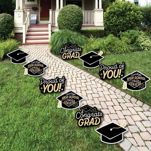 Big Dot of Happiness Hello College Graduation Lawn Decorations - 10 Piece - 1 of 4