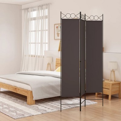 vidaXL 3-Panel Room Divider - Versatile, Foldable, Easy-to-Assemble, Brown Fabric Partition - Perfect for Creating Privacy and Blocking Sunlight