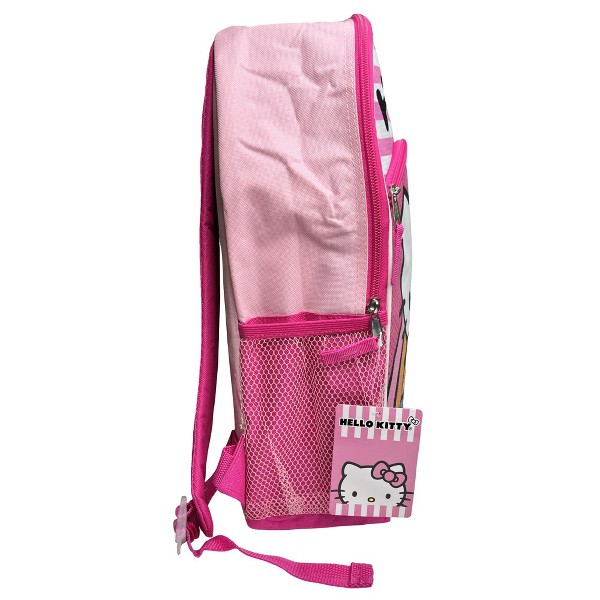 Mochila escolar rosa Hello Kitty 16" con bolsillos frontal y laterales 2