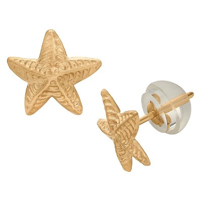 Tiara Kid's Starfish Stud Earrings in 14K Yellow Gold