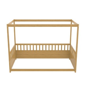 AZL1 Life Concept Beds Rustic Twin Size Platform Bed with Solid Wood Frame, with Slat Support and Underbed Storage, Beige, 76.97"*41.34"*58.27" - 1 of 4