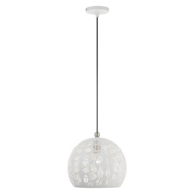 Elegance Crystal Globe Pendant with White and Brushed Nickel Finish