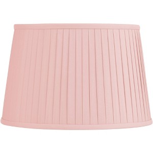 Springcrest Mapo 14" Top x 17" Bottom x 11" High x 11" Slant Lamp Shade Replacement Large Pink Drum Traditional Pleated Softback Washer Harp Finial - 1 of 4