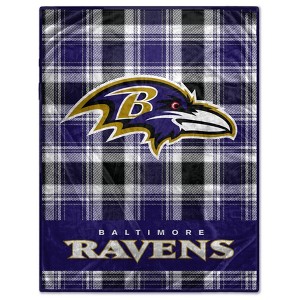 NFL Baltimore Ravens Plaid Oversized Ultra Cozy Throw Blanket - 1 of 3