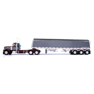 First Gear DCP 1/64 Burgundy & Gray Peterbilt 379 Day Cab with Lode King Grain Hopper Trailer 60-1967
