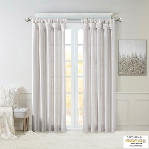 MAYEERTY 50x84" Twist Tab Lined Window Curtain Panel for Living Room Silver - 1 of 4