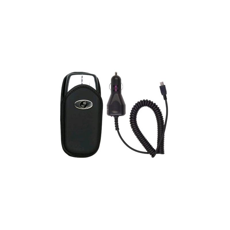 Universal Pouch & Mini USB Car Charger for Blackberry Pearl 8100, Motorola Z6m, L7, K1m, 1 of 2