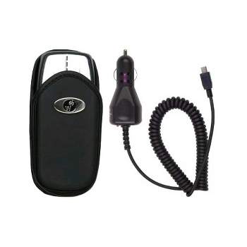 Universal Pouch & Mini USB Car Charger for Blackberry Pearl 8100, Motorola Z6m, L7, K1m