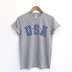 Simply Sage Market Women's Retro USA Stars Short Sleeve Garment Dyed Tee - 1 of 3