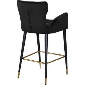Luxe 28"H Velvet Bar Stool in Black (Set of 2)-Meridian Furniture - 1 of 4