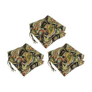 Blazing Needles, 16-inch Spun Polyester Patterned Outdoor Square Tufted Chair Cushions (Set of 6) - 1 of 2