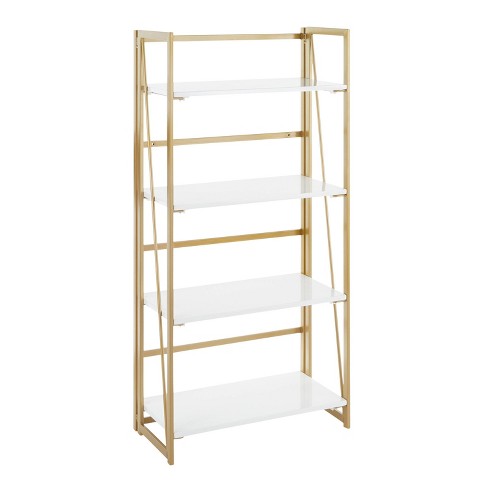 FirsTime & Co. Gold Elliot 4-Tier Bookcase, Glam, Metal, 32.25 x