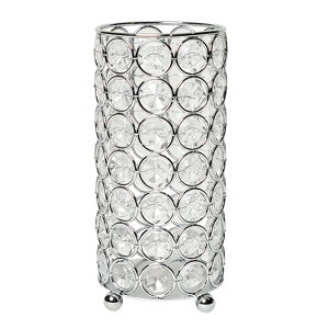 HomeRoots 7" Silver And Clear Faux Crystal And Metal Cylinder Table Vase - 1 of 4