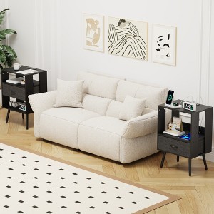Gulches 2-Pack Modern Nightstand with Charging Station & LED Light - Stylish Bedside Tables - 1 of 4