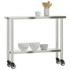 vidaXL Kitchen Work Table with Wheels 43.3 in.x11.8 in.x33.5 in. Stainless Steel - 4 of 4