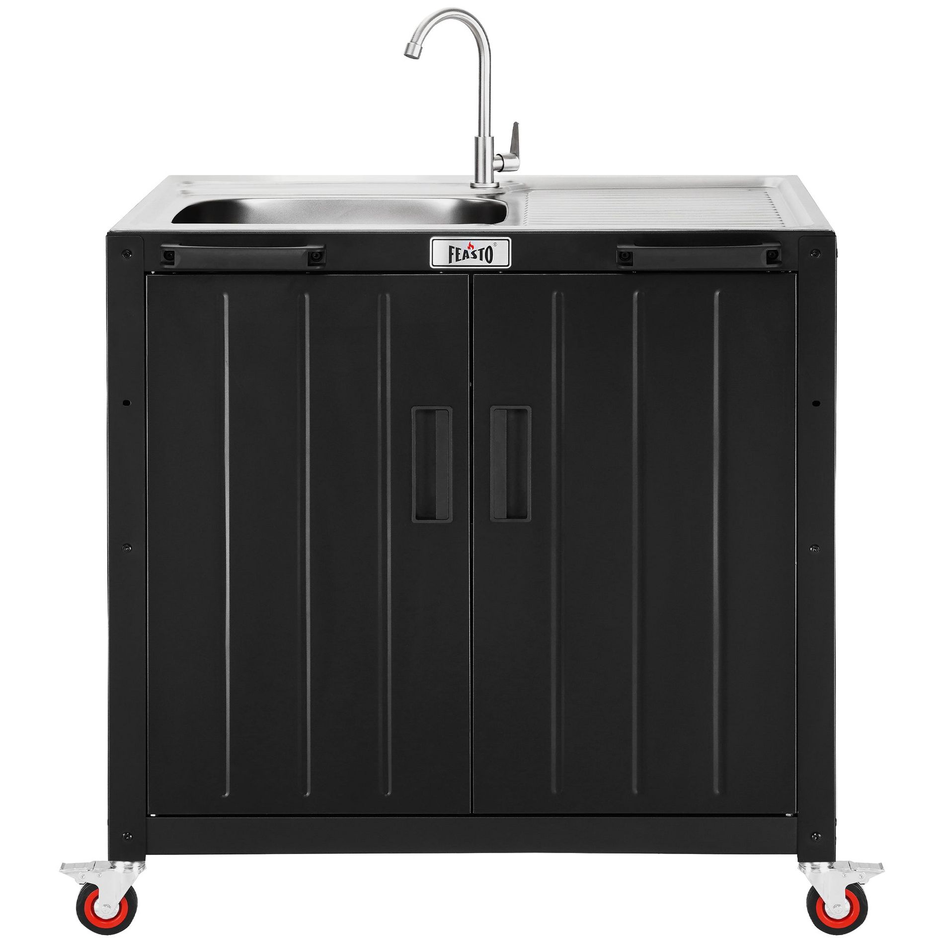Feasto Freestanding 304 Stainless Steel Utility Sink with Cabinet for Outdoor & Utility Use