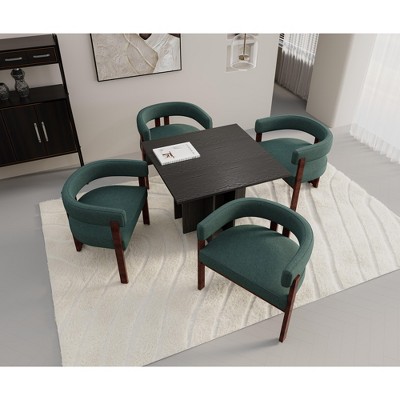 MAYEERTY Modern Soft Chenille Accent Chair - Open Back 3-Leg Barrel - Comfy Dining Set of 2 (Beige)