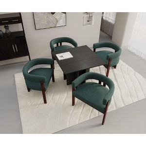 MAYEERTY Modern Soft Chenille Accent Chair - Open Back 3-Leg Barrel - Comfy Dining Set of 2 (Beige) - 1 of 4