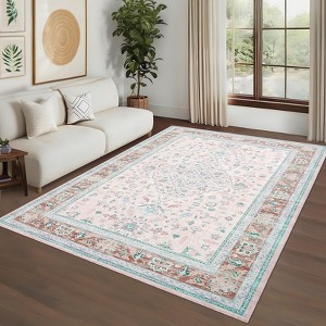 Washable Indoor Vintage Carpet For Living Room Bedroom Decor Retro Low Pile Non Slip Area Rugs Soft Thin Rug Farmhouse Office - 1 of 4