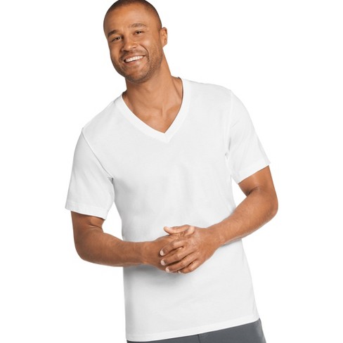 Jockey Men's Sweat Proof V-Neck T-Shirt M White