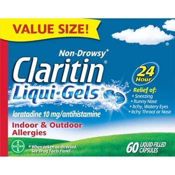 Claritin Allergy Relief 24 Hour Non-Drowsy Loratadine Liquid Gel - 60ct