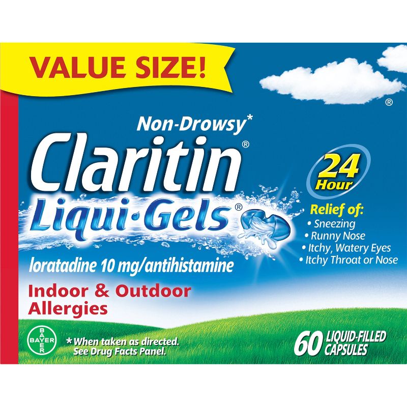 Claritin Allergy Relief 24 Hour Non-Drowsy Loratadine Liquid Gel, 1 of 10