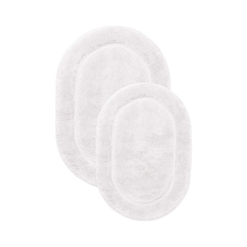 Oval Non Slip Bath Mat Set Of 2, 100% Cotton Soft & Absorbent