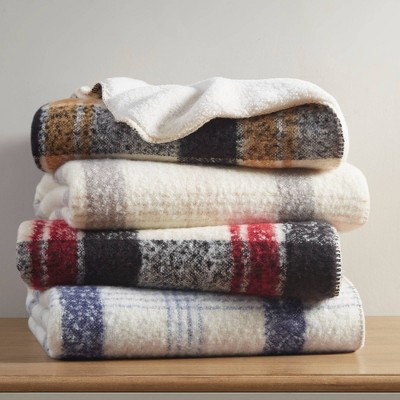 Bloomington 50"x60" Plaid Faux Mohair Sherpa Throw Blanket