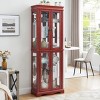 6-Tier Lighted Glass Display Cabinet with Adjustable Shelves and Wood Frame, Curio Storage Case for Living Room or Kitchen-3irtyhousy - 2 of 4