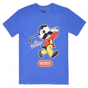 Mens National Bohemian Live Pleasantly Golfing Blue T-Shirt - 1 of 3